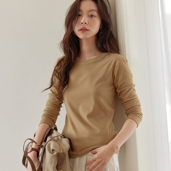 이매력 여성  7컬러  속기모 기본핏 라운드넥 긴팔 이너 티셔츠