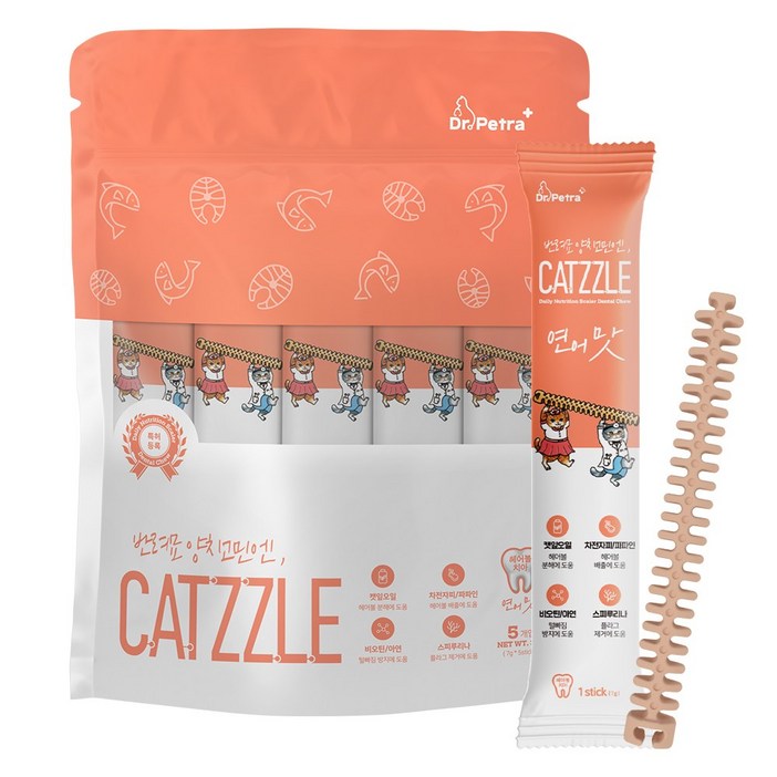 닥터페트라 반려묘 양치고민엔 캣즐 고양이껌 고양이간식, 연어맛, 35g, 3개