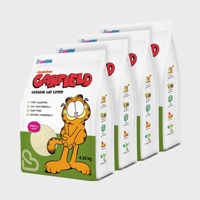 4개세트 가필드 고양이모래 그린가는입자 4.55kg
