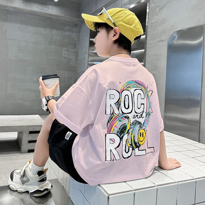 키즈목마 2025 여름 신상 남아 오버핏 티셔츠반바지 세트 초등남아 주니어 라운드반팔티 상하복637