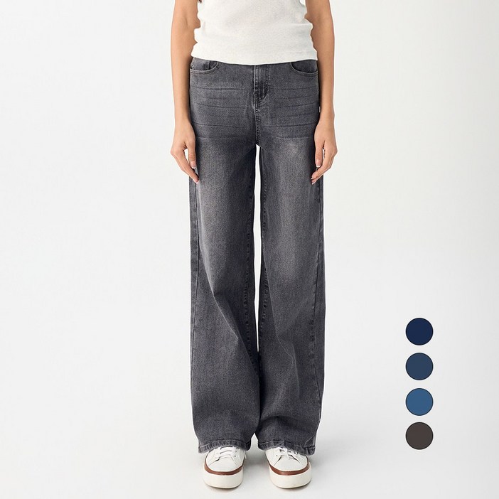 엘블로썸 여성 [숏,기본,롱] 스판 와이드 허리편한 히든밴드 청바지