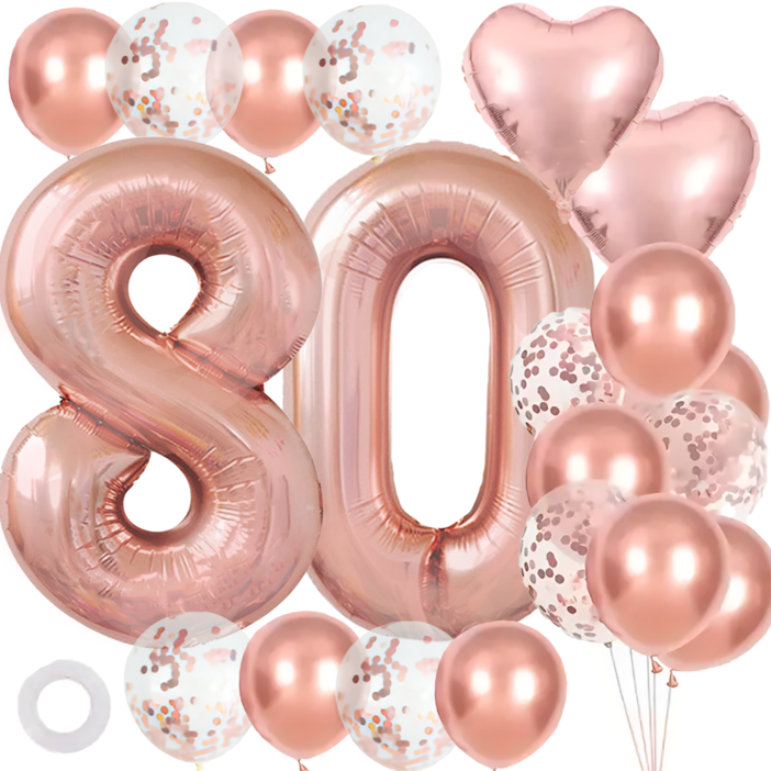 파파 파티 로즈골드 콘페티 하트 대형 숫자 풍선 세트
