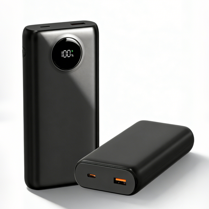 휴대용 보조배터리 20000mAh 고속충전PD QC3.0 22.5W 대용량 잔량표시 기내반입고속 케이블, 블랙