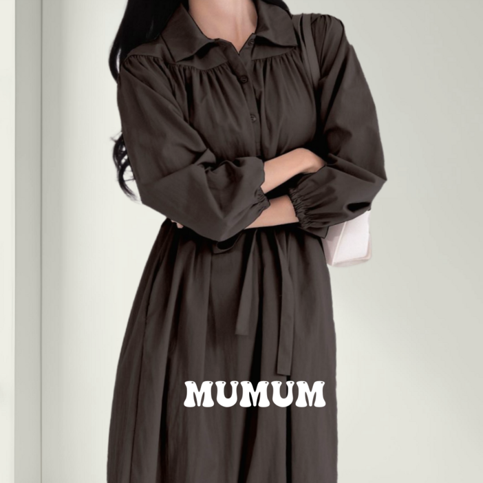 MUMUM 넉넉한 빅사이즈 롱 원피스 가을 봄 간절기 긴팔원피스 5XL까지