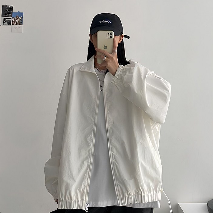 지쥬 여성 오버핏 초경량 무지 바람막이 블랙화이트 자외선 보호 가벼운 점퍼 지쥬 여성 오버핏 초경량 무지 바람막이 블랙화이트 자외선 보호 가벼운 점퍼