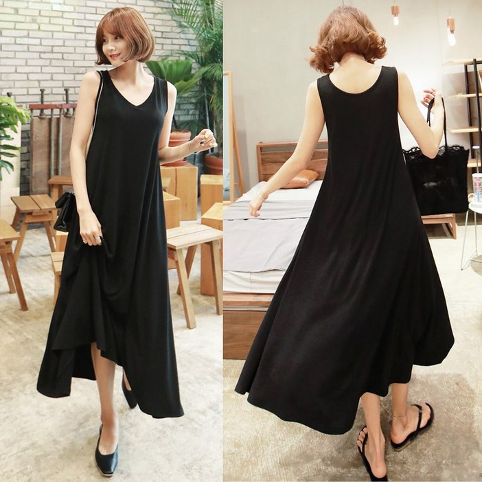 라쿤걸 민소매 여름 모달원단 롱스커트NY676 빅사이즈