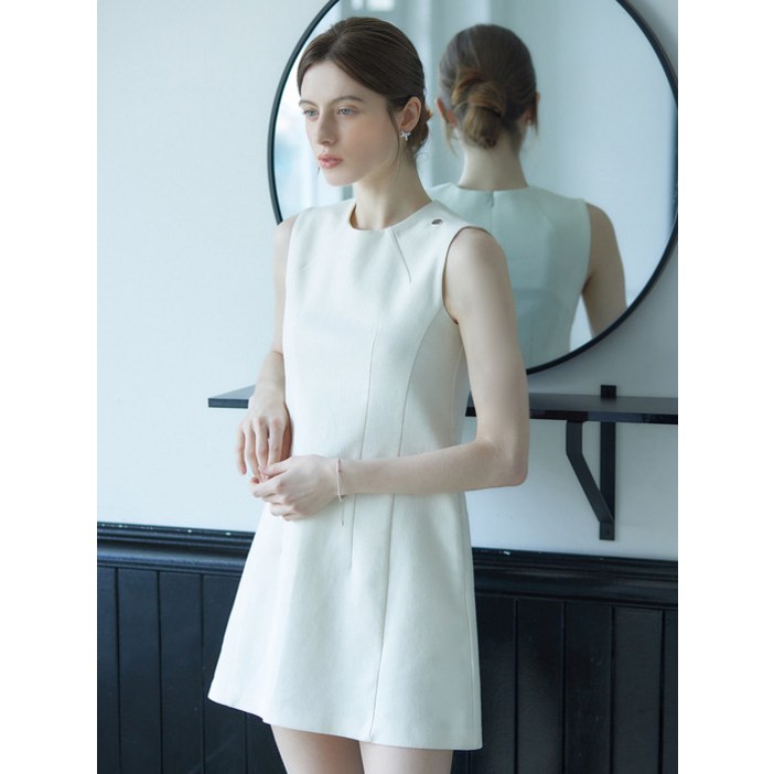 ADAUL Doll pintuck midi dress ivory
