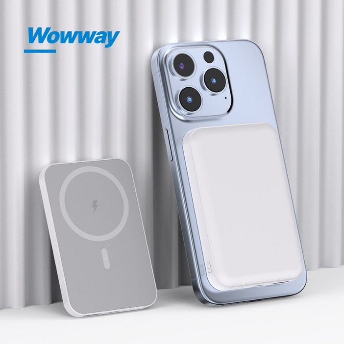 WOWWAY 맥세이프 호환 보조배터리10000mAh 대용량 초고속충전 PDQC 3.0 기내용 C타입 무선 보조밧데리, 1개, 화이트