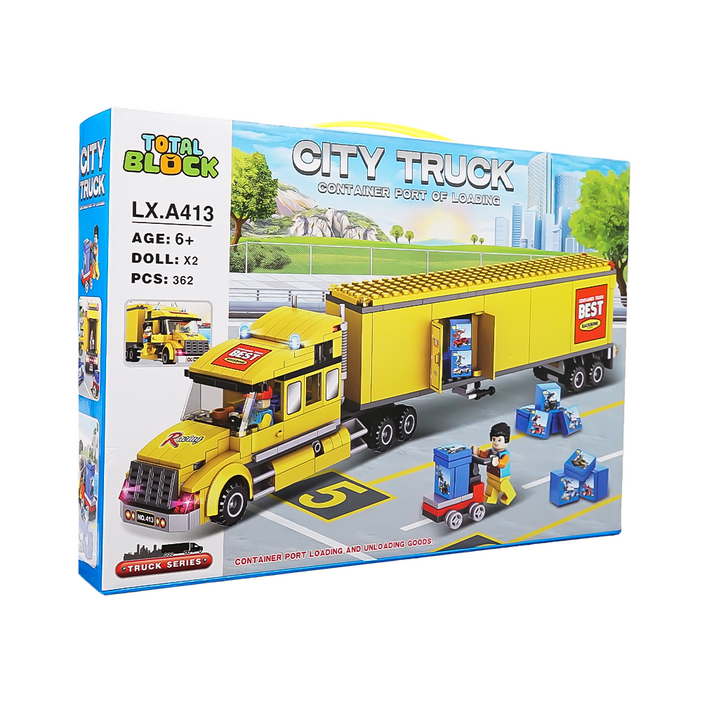 토탈블럭 블록시티 레고 호환 블럭 어린이 선물 장난감 EQ IQ 지능발달 컨테이너 트럭 362피스