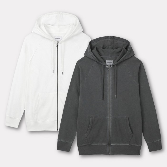 피그먼트 오버핏 프리미엄 워싱 후드 집업