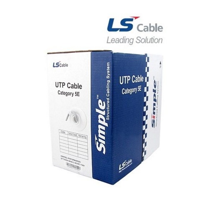 케이디코 LS전선 CAT.5E UTP 케이블 4P 300m 1box 옥내용, 그레이회색, 1개