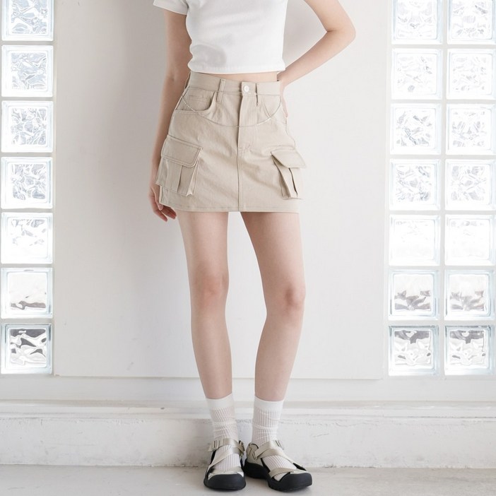 W1091 CARGO SKIRT PANTS 2COLORS