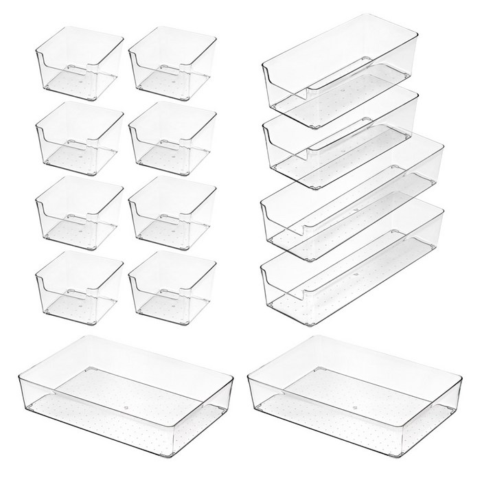 투명 데스크 정리함 책상 서랍 정리 수납함 소품정리함 로우, 1세트, 투명