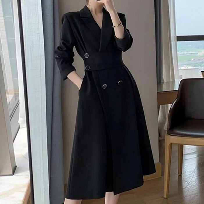 시크 랩스타일 버튼포인트 정장 원피스 TDN01980821