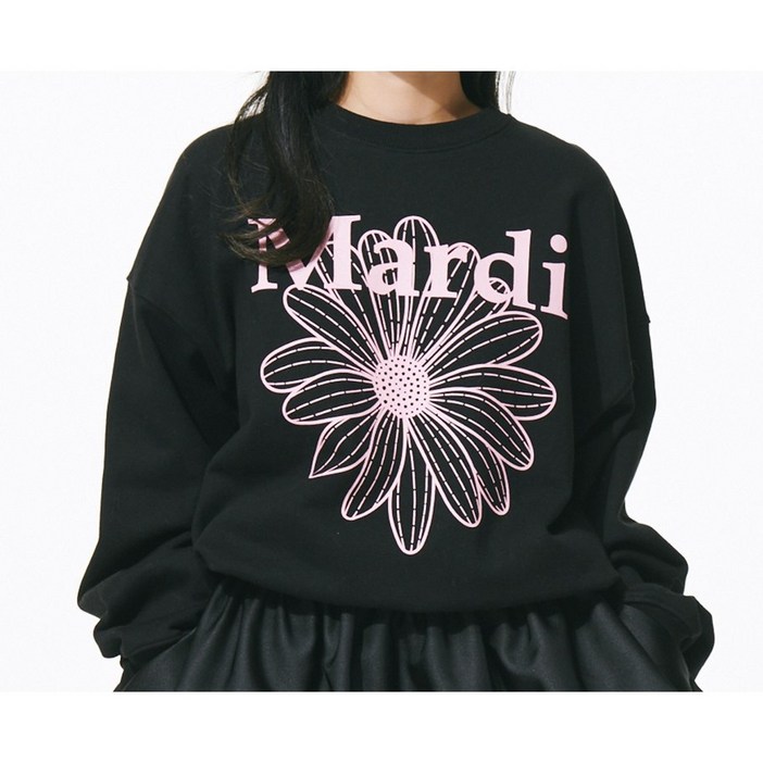 마르디 메크르디) 꽃무니 스위터 블랙 핑크 [FREE 사이즈]  SWEATSHIRT FLOWERMARDI_BLACK PINK