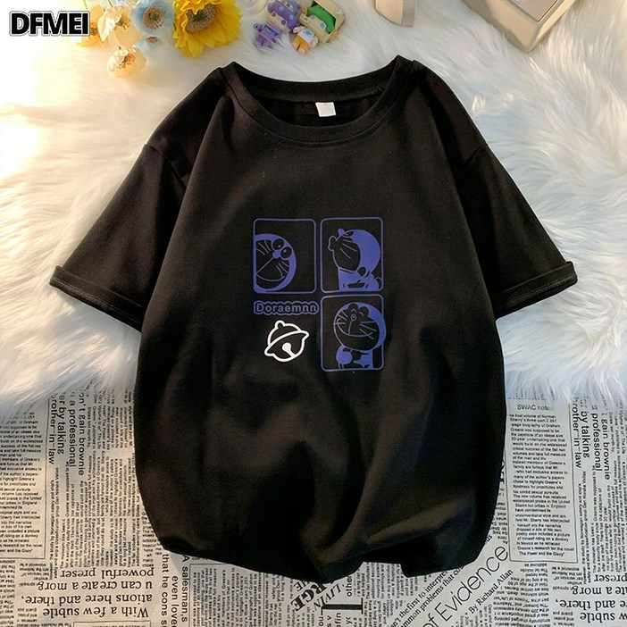 DFMEI 반팔 티셔츠 남캐릭터 프린트 커플룩 반팔 상의