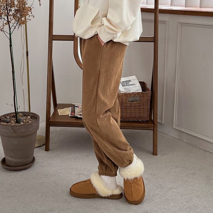 오버나인 여자 여성 스판 스트링 밴딩 조거팬츠 바지