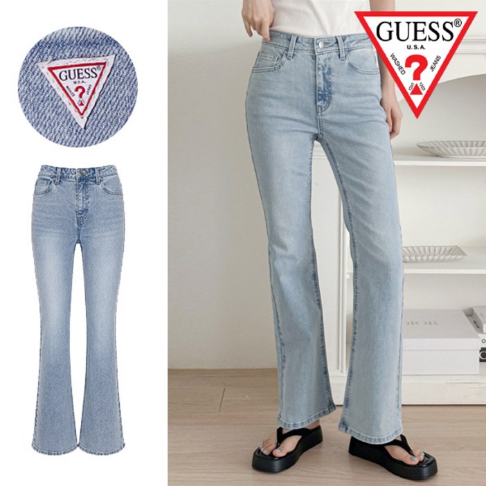정품 게스 여성 슬림 부츠컷 청바지 연청 봄 가을 사계절용