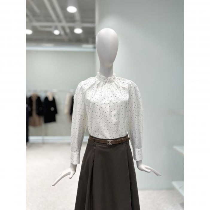 백화점 L254MSC040 [듀엘] 도트 프릴넥 블라우스 아울렛