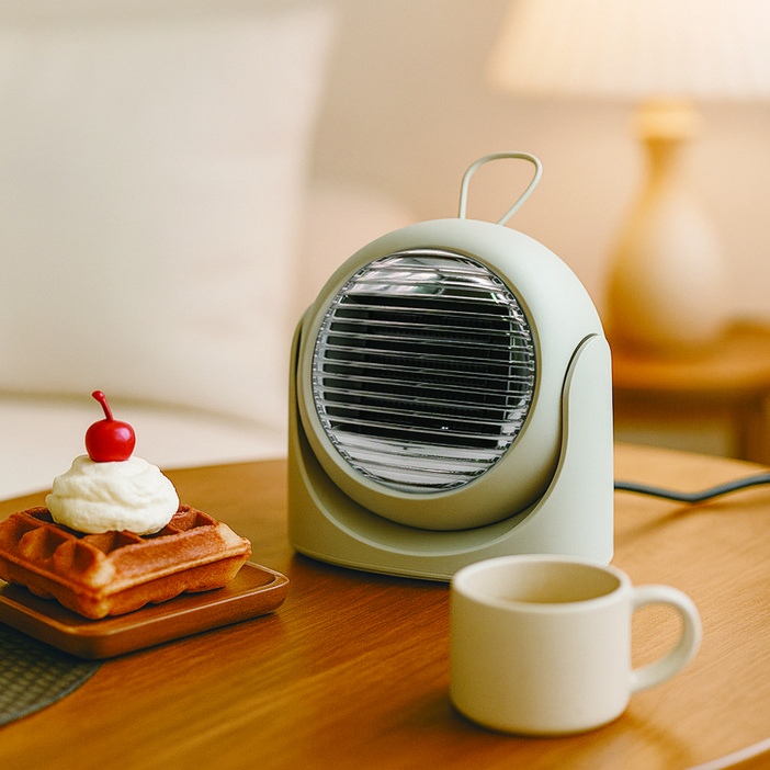 5초 급속난방 전도안전장치 300W 500W 2단조절 PTC 미니팬히터 그레이색상