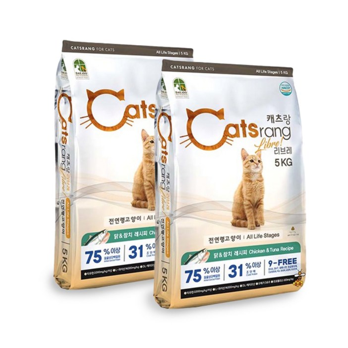 캐츠랑 리브레5kg X 2개 전연령 고양이사료 고양이밥, 5kg, 닭+참치