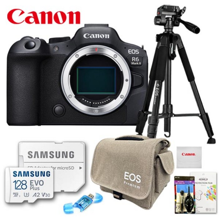 캐논 EOS R6 Mark II 바디  프리미엄 7종세트  삼성 메모리 128GBEOS가방액정보호필름융청소도구리더기삼각대  TJ