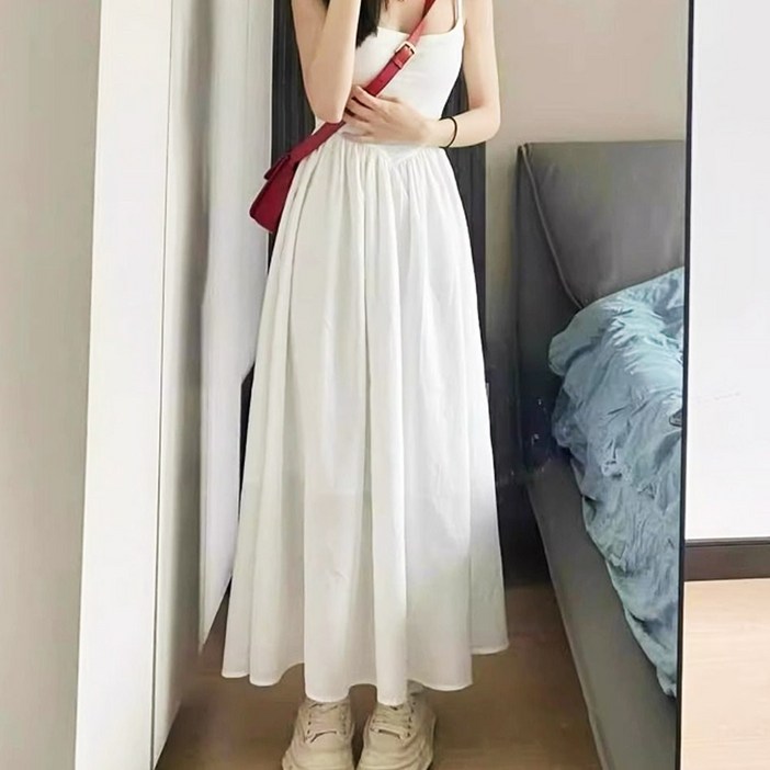 리본플로우 여신룩 나시 뷔스티에 레이어드 롱 원피스