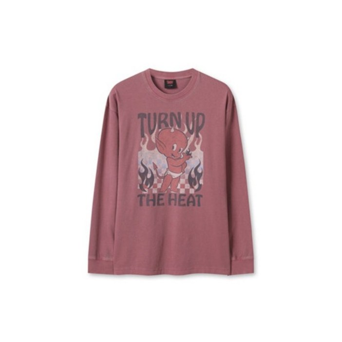 탑텐 밸런스 남성 여성 공용 긴팔티 캐릭터긴팔티 사계절 빈티지 긴팔 롱슬리브 면긴팔 면긴팔티셔츠 긴팔 긴팔티셔츠 콜라보 그래픽 긴팔티 핫 스터프 MSF3TS3012다크핑크