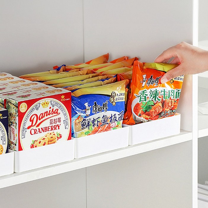 구디푸디 자동 푸시 펜트리 라면 정리 디스펜서 다용도 과자 수납함, 화이트, 1개
