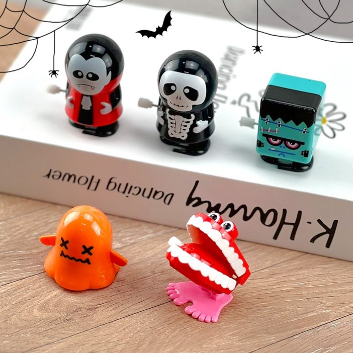 이지유 할로윈 태엽 장난감 세트 가챠 피규어 인형 통통이 유령 호박 해골 파티 소품 어린이날 선물, 5종, B세트