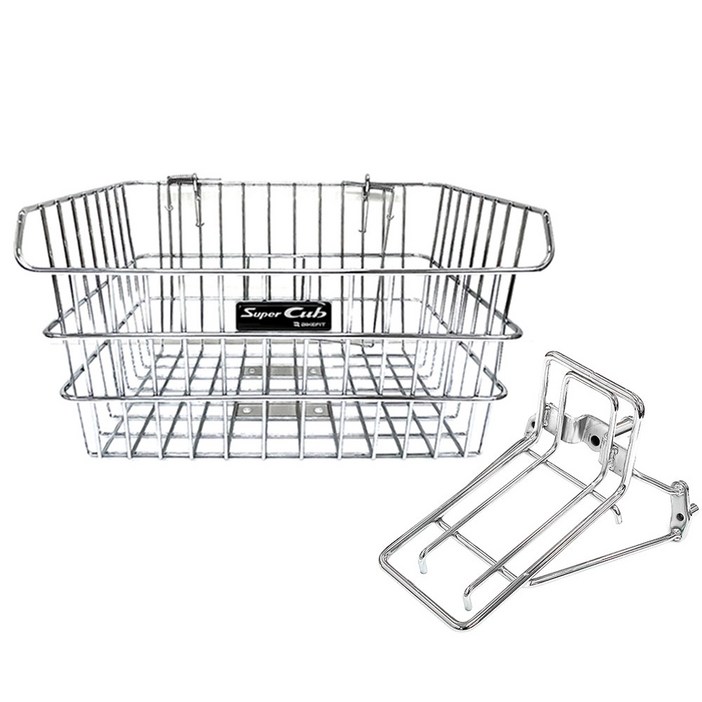 슈퍼커브 크롬 프론트 바구니 캐리어 세트 브라켓 바구니 지지대 튜닝 2125년식, 1세트