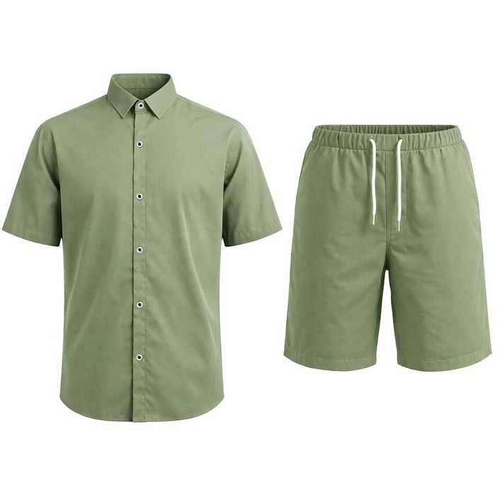 루크 남성 루즈핏 반팔 카라 셔츠 반바지 상하세트 데일리 캐주얼 깔끔한 상의 하의 셋업 시원한 베이직 봄여름 남방 투피스 셋트