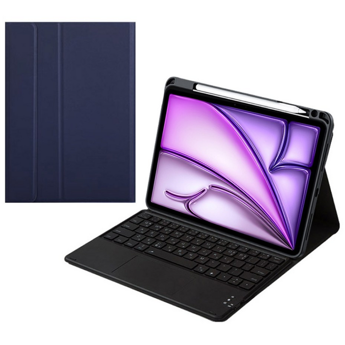 아이패드 애플펜슬 수납 led트랙패드 블루투스 키보드케이스, 네이비