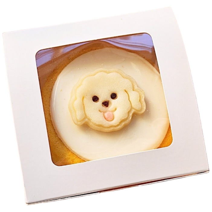 담무 강아지케이크 얼굴케이크 너를 닮은케이크 수제, 1개, 200g, 하양쫑끗이