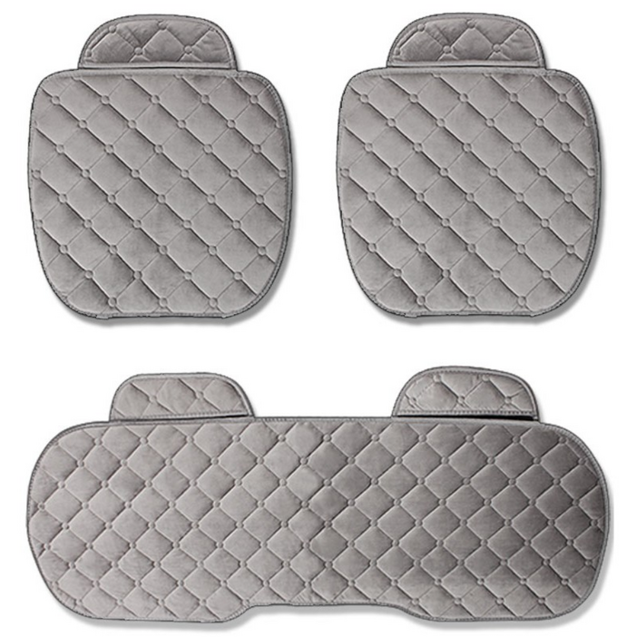 지엠지모터스 차량용 극세사 겨울방석, 3P방석 풀셋트 그레이, 1개
