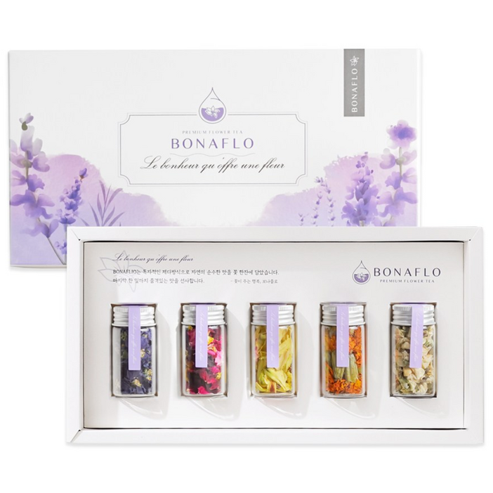 국산 꽃차 5종 선물세트쇼핑백 생일선물 추석선물 메리골드 장미 꽃차, 1개, BEST