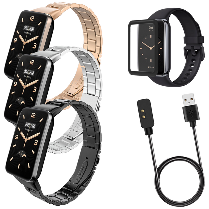 아야 미밴드7프로 메탈스트랩풀커버필름충전케이블, 1개