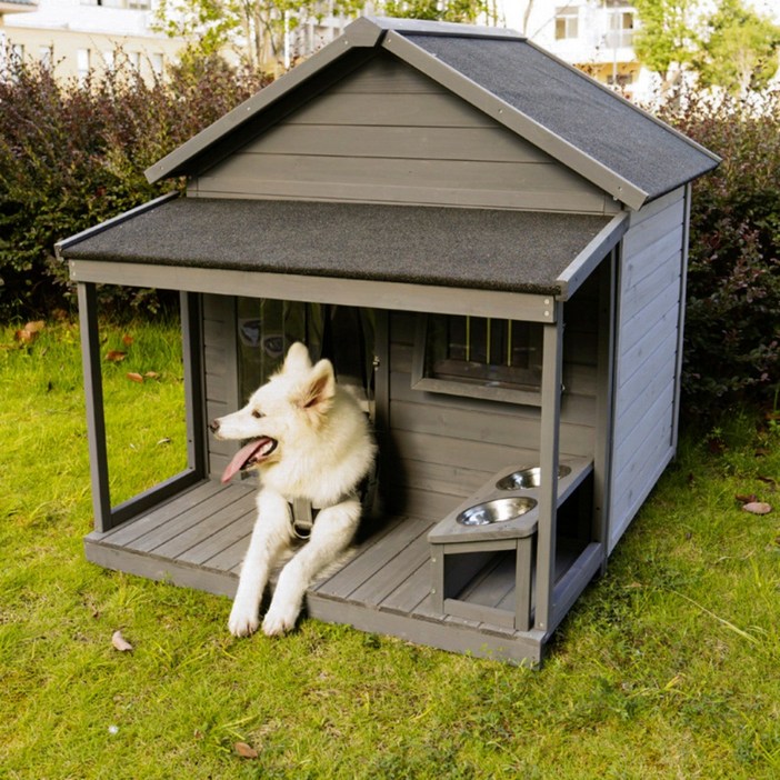 TrTr 대형 개집 지붕 있는 야외 견사 야외용 왕대 특상대 대형견개집 대형견집 큰개집, 1세트, 옵션2 개집비닐커튼사료거치대매트