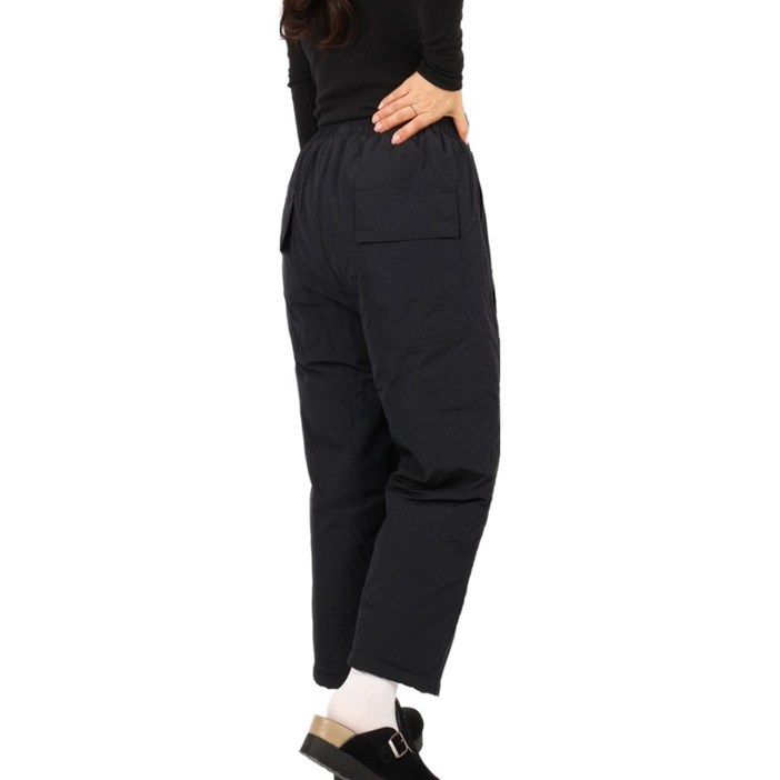 GTM D여성패딩통바지 와이드 포켓 솜바지 밴딩 경량 패딩 9부 귀여운 방풍