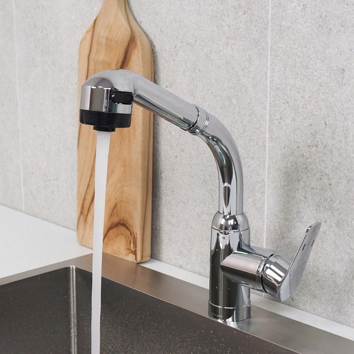 아바스 국산 KS인증 싱크대 원홀 수도꼭지 측면손잡이 씽크대 싱크대수도꼭지 주방수전, 1세트