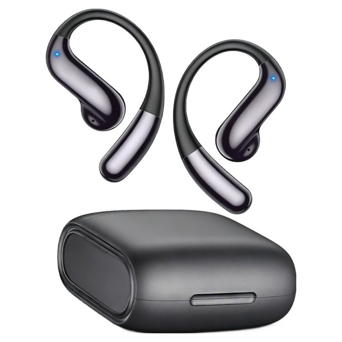 Sunnote 무선 블루투스 이어폰 오픈형 귀걸이형 고음질 AI ENC 노이즈 캔슬링 최신형 블루투스 V6.0 스포츠 비즈니스 이어폰, 블랙, DS03