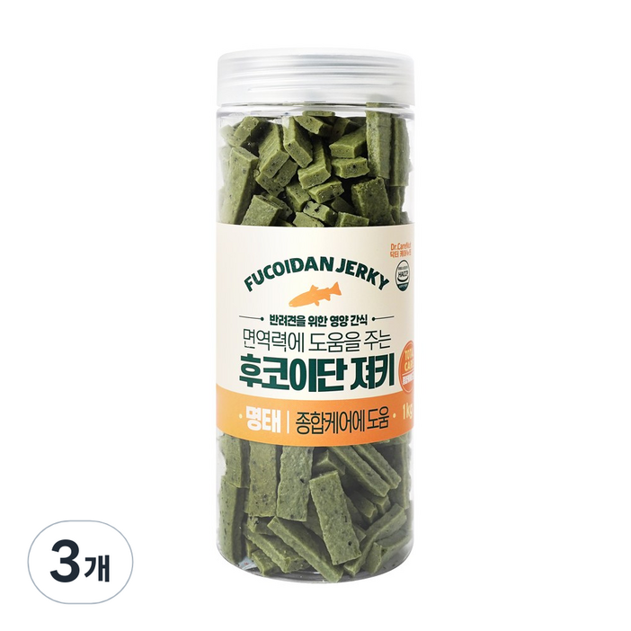 닥터케어누트 강아지 후코이단 져키 면역력 케어 영양간식 4종 대용량, 3개, 1kg, 명태