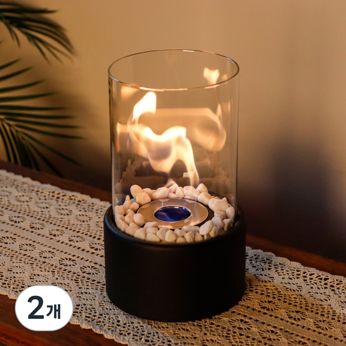 JHY DESIGN 불멍 미니화로 난로 불무드 에탄올램프, 2개, 블랙