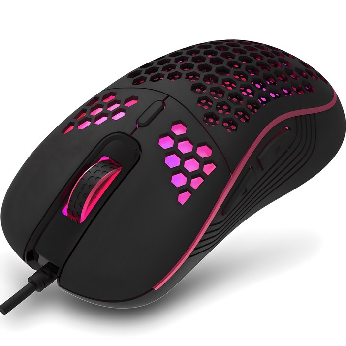 지클릭커 슈퍼히어로 에어 초경량 무소음 게이밍 유선 마우스 CT190, CT190, 블랙