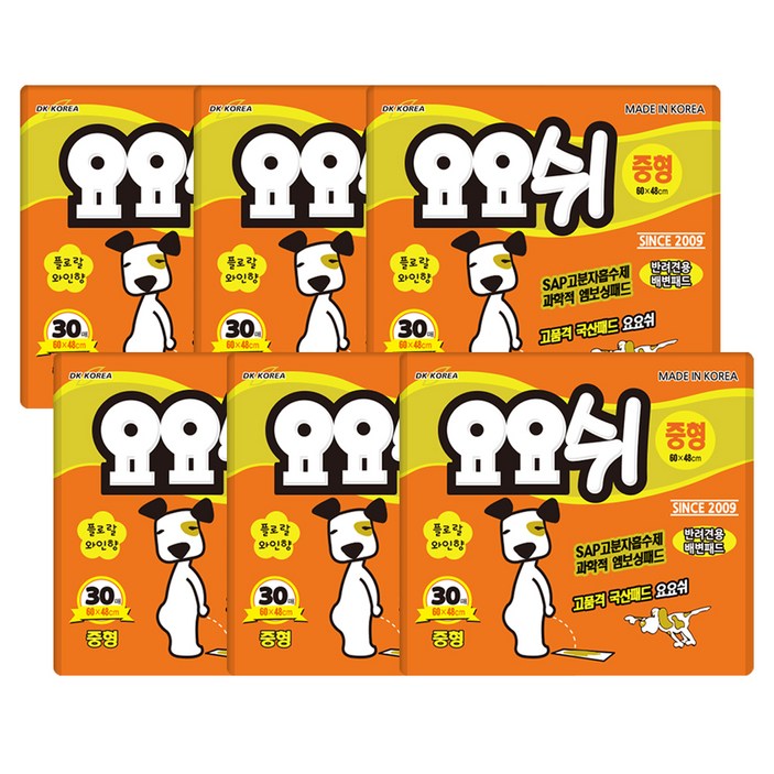요요쉬 플로럴 와인향 반려견용 배변패드 중형 30p, 30개입, 6개 요요쉬 플로럴 와인향 반려견용 배변패드 중형 30p, 30개입, 6개