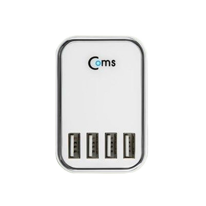 컴스 USB 4포트 플러그형 스마트폰 급속 멀티 충전기 KT947