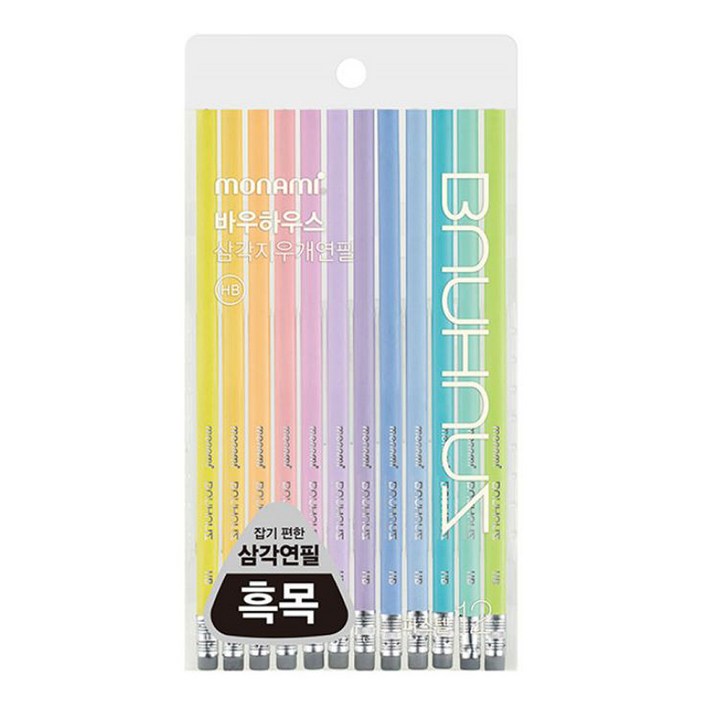 BAUHAUS 파스텔 삼각지우개 연필 B 12종 세트 BAUHAUS 파스텔 삼각지우개 연필 B 12종 세트