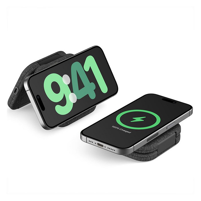 벨킨 부스트 차지 프로 Qi2 15W 2in1 마그네틱 무선 고속 충전 여행용 패드 WIZ026krBK, 1개, 블랙