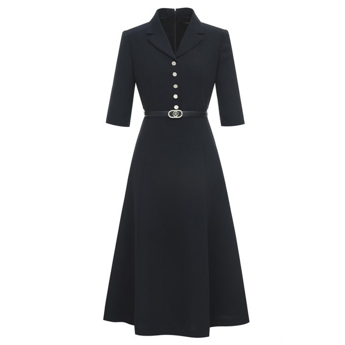 미니멈 페미닌 칠부 소매 플레어 원피스