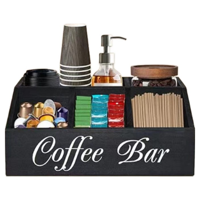 리브리카 커피 티백 탕비실 다용도 수납 트레이 정리함, 블랙, 1개